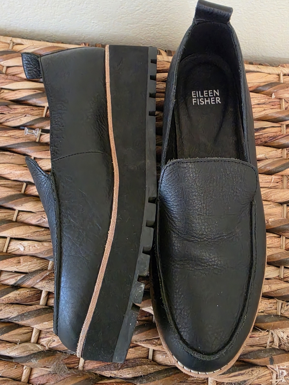 Eileen Fisher Ells Smooth Leather Loafer Wedge, 7.5 - Picture 7 of 11